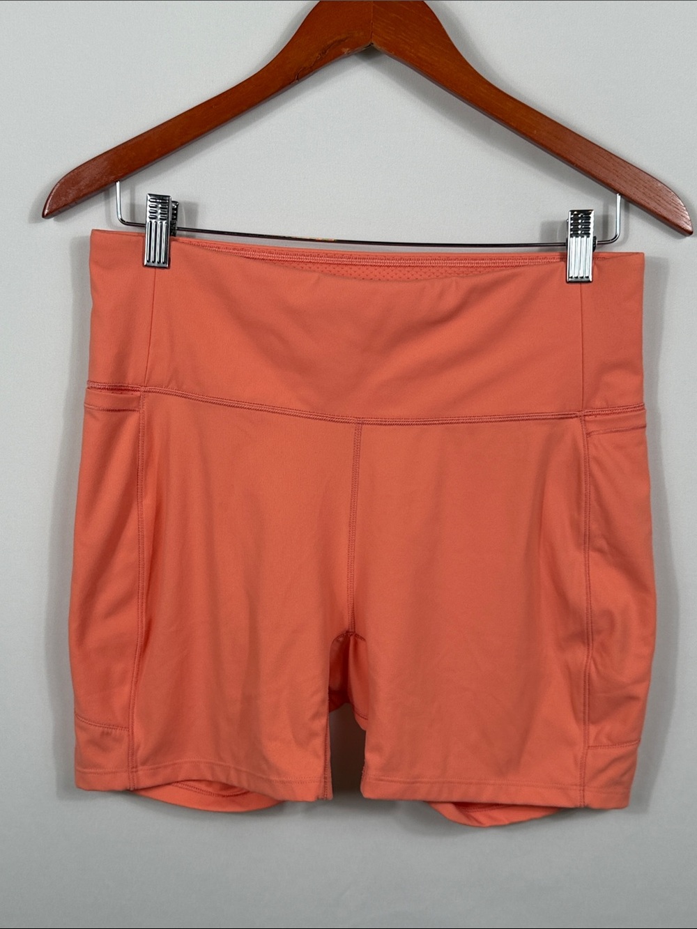 CALIA by Carrie Underwood Coral High-Rise Bike Shorts with Pockets. Size L